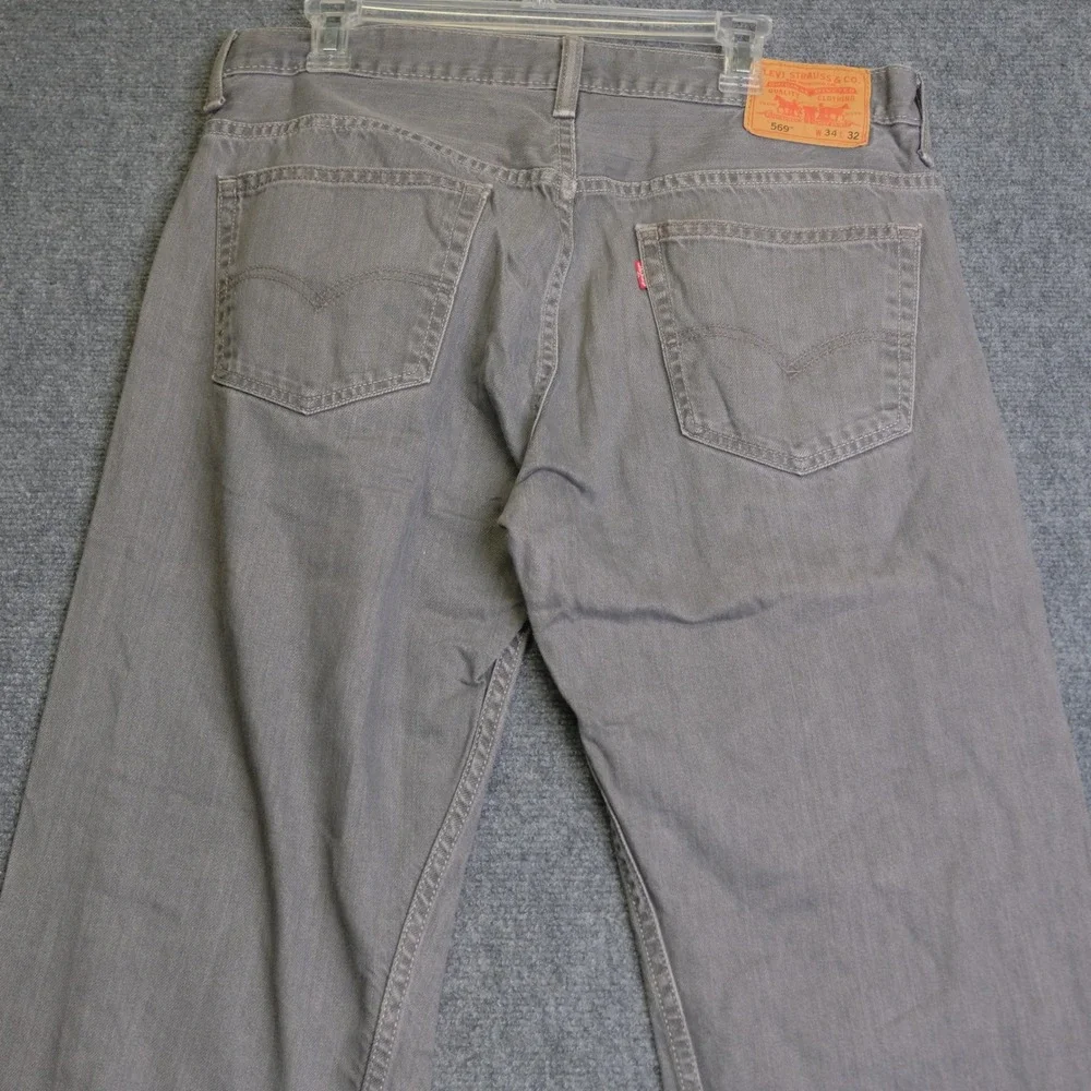 Levis 569 Loose Straight Leg Jeans Mens 34x32 Gray‎ Denim Relaxed Fit Casual